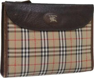 Burberry Pre-owned Clutches, female, Beige, Size: ONE SIZE Pre-owned Canvas Clutch