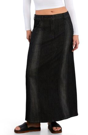 Wash Lab Denim Road Trip Denim Maxi Skirt in Mixed Black at Nordstrom, Size 25