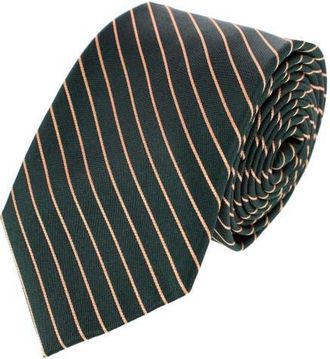 Trafalgar Store Declan Diagonal Stripe Silk Business Necktie in Green With Brown Stripe at Nordstrom