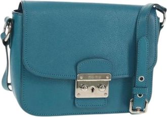 Miu Miu Pre-owned Cross Body Bags, female, Blue, Size: ONE SIZE Pre-owned Leather Shoulder Bag