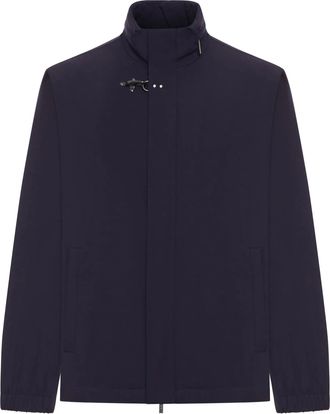 Fay Minimalist Blue High Collar Buckle Jacket