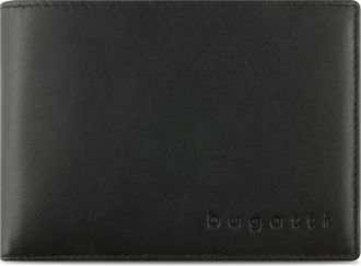 Bugatti Geldb&ouml;rse BUGATTI Super Slim, Herren, schwarz, Polyester, Rindsleder, Kleinlederwaren Geldb&ouml;rse