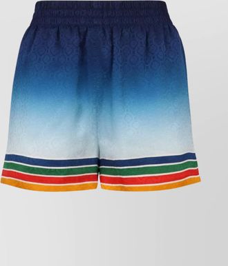 Casablanca silk shorts with embroidered striped hem