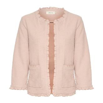 Cream C&aacute;rdigan Rose Dust con volantes - Knitwear - Mujer - Rosa - 2XL