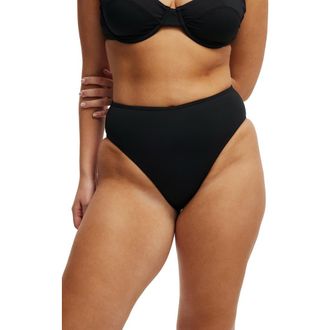 Cotton On Womens Highwaisted Cheeky Bikini Bottom in Black at Nordstrom, Size X-Small
