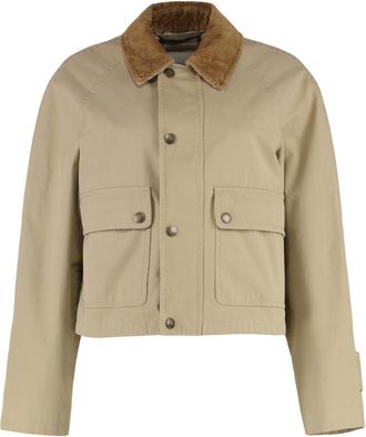 Burberry Beige Solid Shirt Collar Jacket