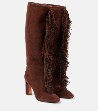Aquazzura Gytane 85 fringed suede knee-high boots