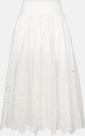 Self Portrait Gonna midi in cotone sangallo