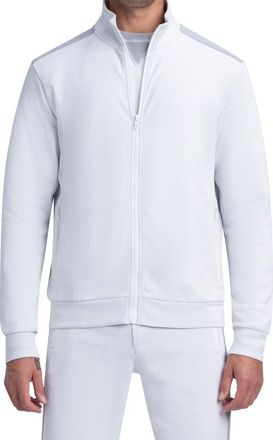 Bugatchi Comfort Cotton Blend Full Zip Sweatshirt in Chalk at Nordstrom, Size Medium