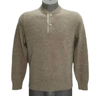 Brooks Brothers Mens Merino Wool Blend Button Knit Sweater In Beige