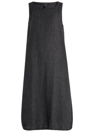 Eileen Fisher Eileen Fisher Lantern Linen Midi Dress - Charcoal - S (UK 10-12 / M)