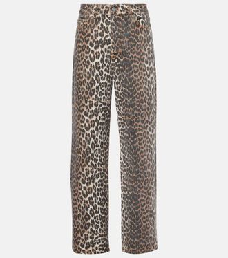 Ganni Jeans regular Izey con stampa leopardata