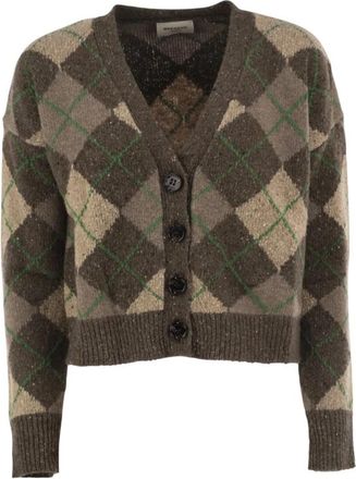Max Mara Cardigan Jacquard Argyle - Dames - Vesten - Veelkleurig - M - Wol - Truien & Vesten