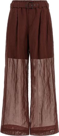 Brunello Cucinelli Maroon Loose Pleated Pants