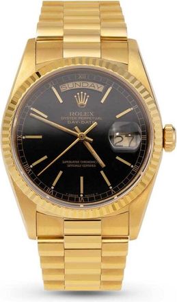 Rolex Pre-owned Rolex Day-Date Automatic Chronometer Black Dial Mens Watch 18038 BKSP