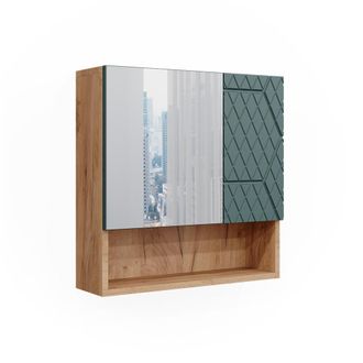 Vicco Armario Con Espejo Para Ba&ntilde;o Irma, Roble Verde/dorado, 54 X 55 Cm