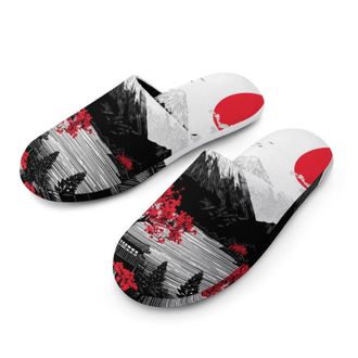 Generic Japanese Mountains Landscape Mens House Slippers Slip Indoor Slipper On Shoes Warm Outdoor