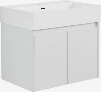 Sklum Conjunto De Mueble De Ba&ntilde;o Suspendido 60x40 Cm En Madera Con Lavabo Integrado Genevie Sklum