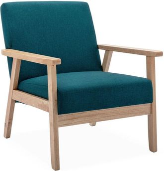 Alice's Garden Scandi-style wood frame upholstered armchair, Isak, Duck Blue, 64x69.5x73 cm
