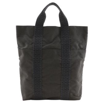 Herm&egrave;s Her Line Gray Canvas Handbag Tote Bag (Pre-Owned)