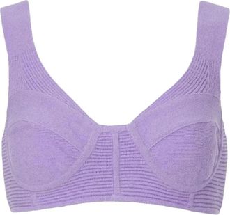 H&eacute;rve L&eacute;ger Lila Boucle Stijlvolle Top - Dames - Tops zonder mouwen - Paars - M - Katoen - Tops