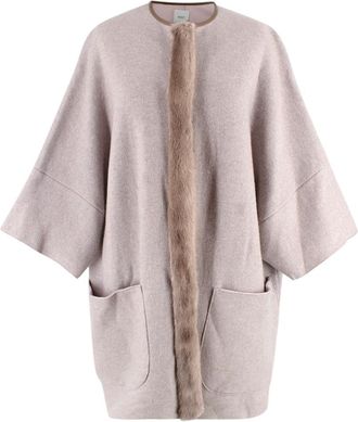 Agnona Iconic Mink-Trim Cashmere Cape Size M