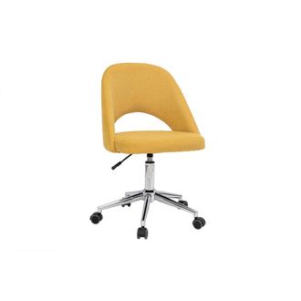 Miliboo Silla De Escritorio De Tejido Efecto Aterciopelado Texturizado Amarillo Mostaza Y Pata Cromada Cosette