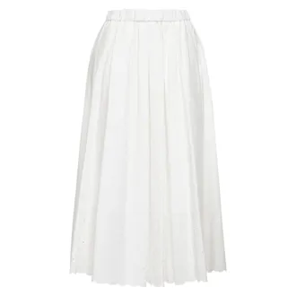 Max Mara Midi Skirts, female, White, Size: XS Cotton and Linen Canvas Skirt