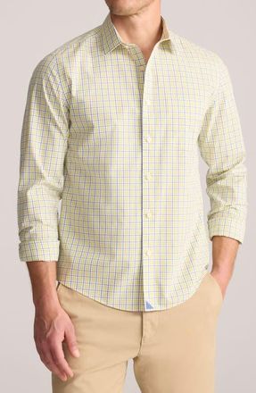 UNTUCKit Ridge Check Wrinkle Free Cotton Button-Up Shirt in Yellow Blue at Nordstrom, Size X-Large