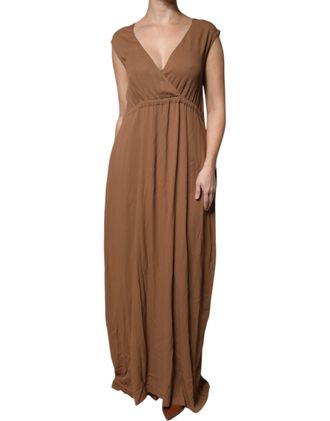Fabiana Filippi Sleeveless Deep V-neck A-line Long Maxi Womens Dress (Pre-Owned)