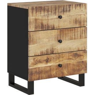 vidaXL Vidaxl - Mesita De Noche Madera Mango Madera Contrachapada 50x33x62 Cm