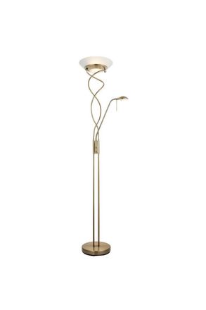 Netlighting Monaco Mother & Child Floor Lamp Antique Brass Opal Glass G9 in Gold