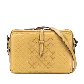 Bottega Veneta Pre-owned Cross Body Bags, female, Yellow, Size: ONE SIZE Pre-owned Intrecciato Leather Shoulder Bag