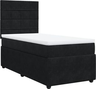 vidaXL Cama Box Spring Con Colch&oacute;n Terciopelo Negro 100x200 Cm Vidaxl