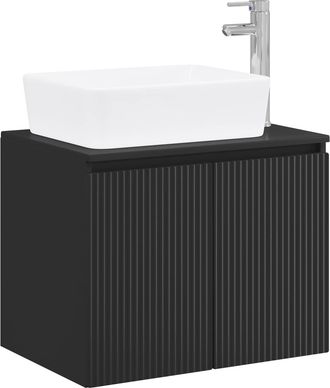 vidaXL Juego De Muebles De Ba&ntilde;o Negro Madera De Ingenier&iacute;a Vidaxl