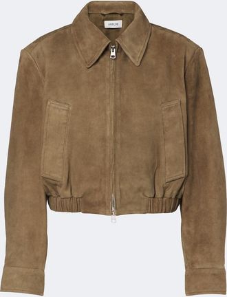 A Gold E Nahla cropped suede jacket