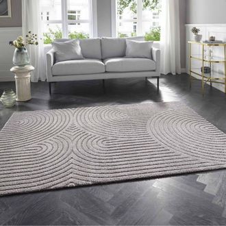 ELLE Decoration Alfombra de dormitorio 120 x 170 cm, gris, estampado geom&eacute;trico
