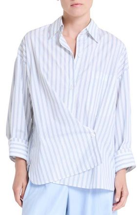TWP New Earl Stripe Cotton Button-Up Shirt in White /Midnight at Nordstrom, Size X-Small