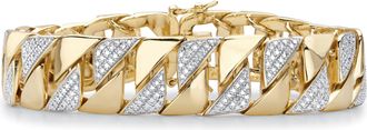 Palm Beach Jewelry Mens Diamond Accent 18k Gold-Plated Two-Tone Interlocking-Link Bracelet 9.5