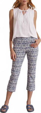 Tribal Printed Capri In Blue Star