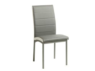 Pondecor Interiorismo Set 4 sillas AMELIA polipiel gris/blanco. Estructura gris oscuro
