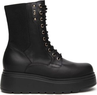 Nero Giardini Zwarte leren veterschoenen - Dames - Veterlaarzen - Zwart - 36 EU - Schoenen