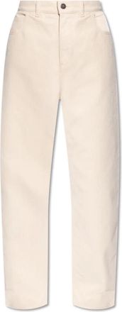 Moncler Broeken met toelopende pijpen - Dames - Straight fit broeken - Beige - XS - Katoen - Broeken