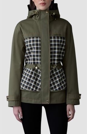Mackage Kaori Hooded Water Resistant Recycled Polyester Blend Jacket in Light Military at Nordstrom, Size Medium