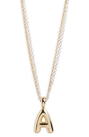 Argento Vivo Puffy A Initial Pendant Necklace in Two Tone at Nordstrom