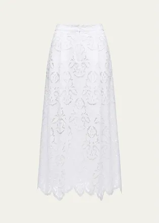 Toccin Stacy Embroidered Midi Skirt