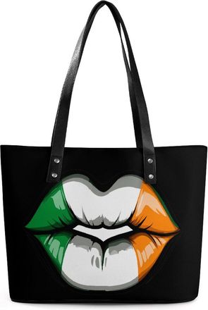 Generic St.Patricks Day Irish Flag Lips Tote Bags for Women Cute Shoulder Purses Handbags