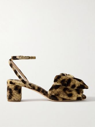 Loeffler Randall Sandali In Velluto Leopardato Con Fiocco Carmen - Stampa animalier