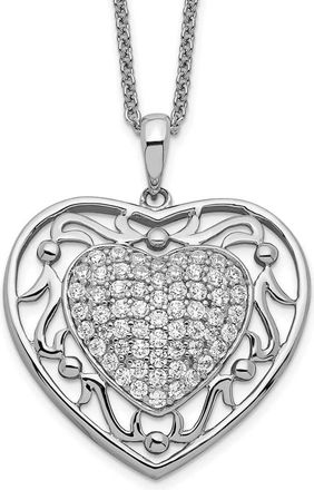 Diamond2Deal Sterling Silver Antiqued Cubic Zirconia To My Granddaughter Heart Necklace