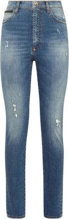 Philipp Plein Super High Waist Jegging Dragon - Dames - Skinny Jeans - Blauw - W25 - Katoen - Jeans